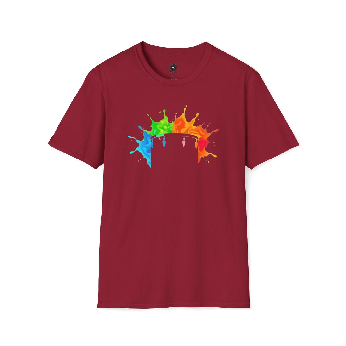 Colorful Drum Silhouette in a Vibrant Splash Graphic Tee.
