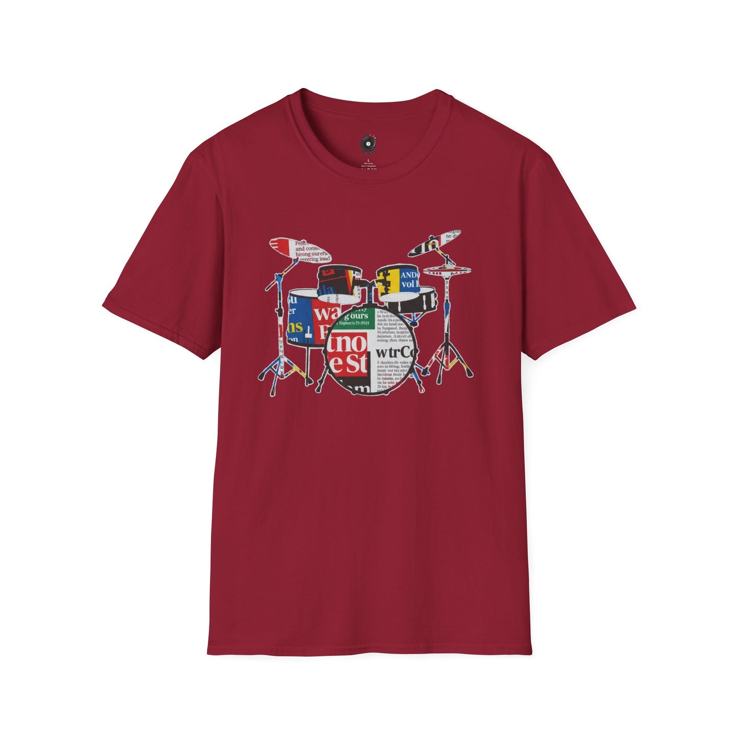 Drum Kit in Magazine Art Graphic Tee.