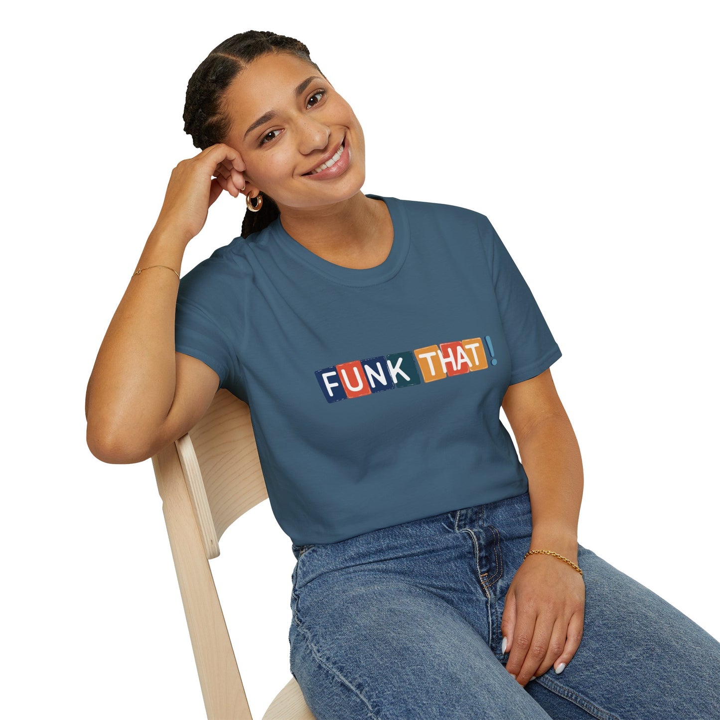 "Funk that!" in one line with colorful highlights