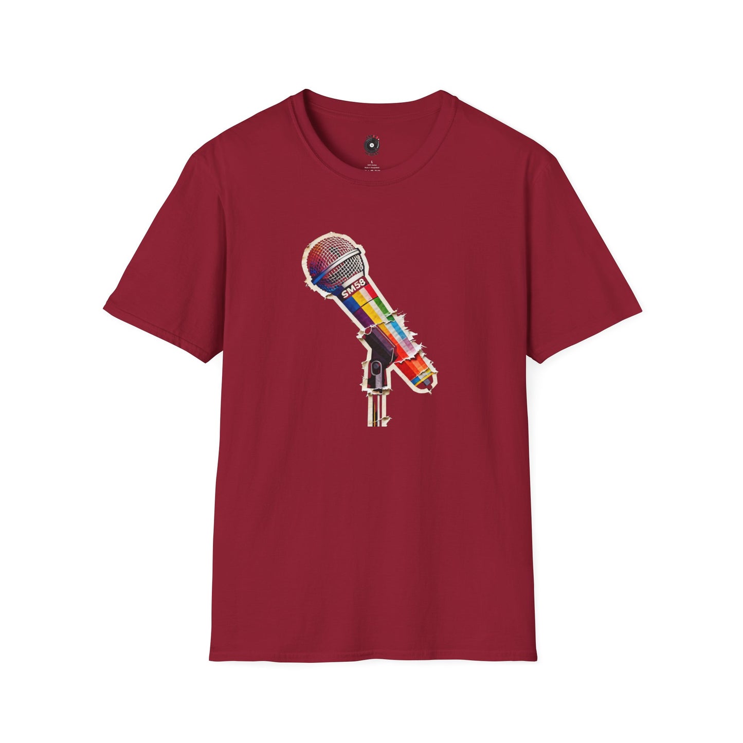 Colorful Microphone Cutout Graphic Tee.