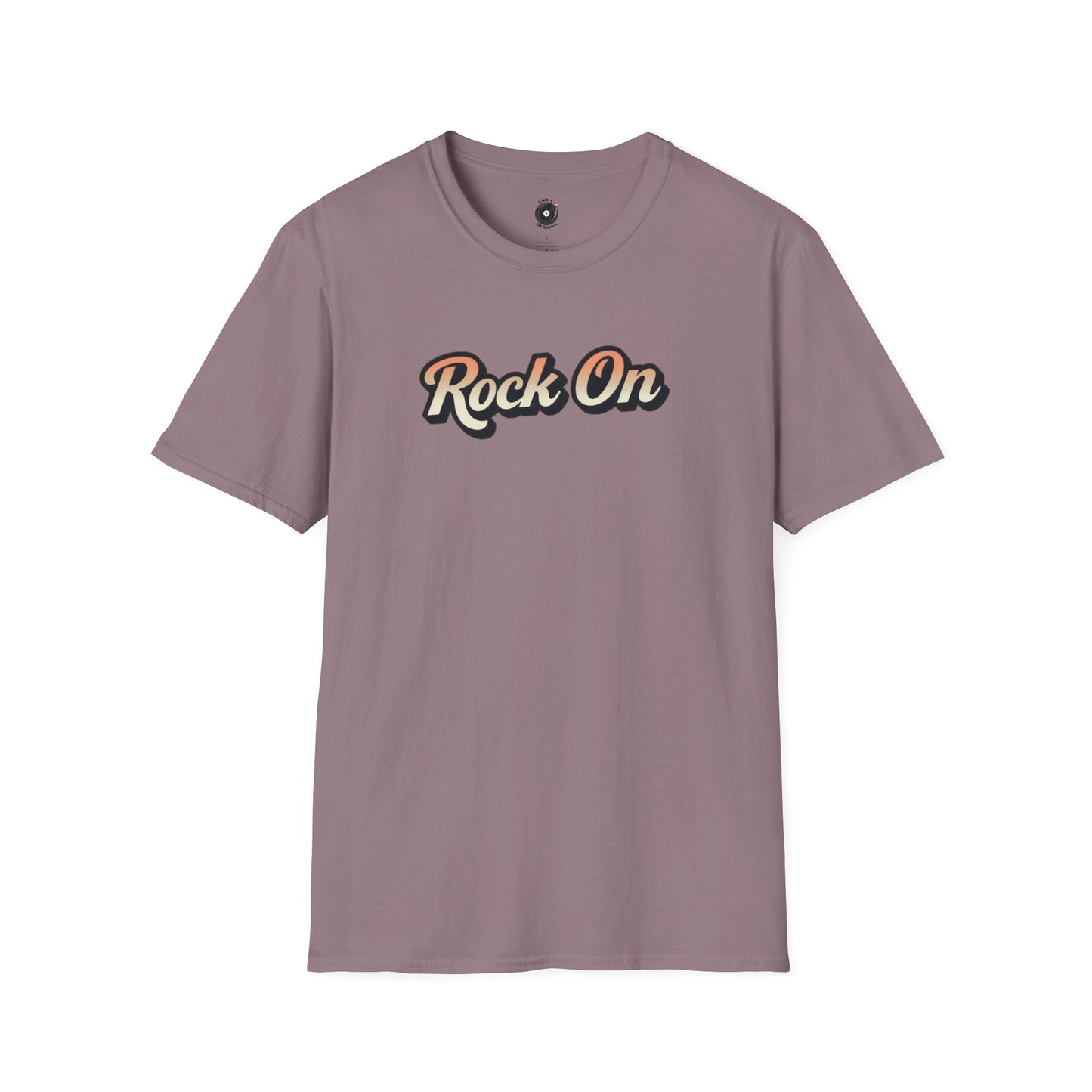 "Rock On" Vintage Text Graphic Tee.