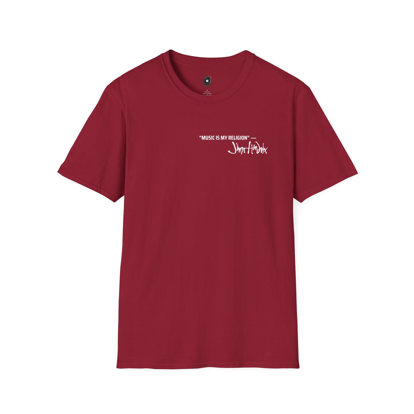 "Music Is My Religion" J. Hendrix. Pocket Graphic Tee.