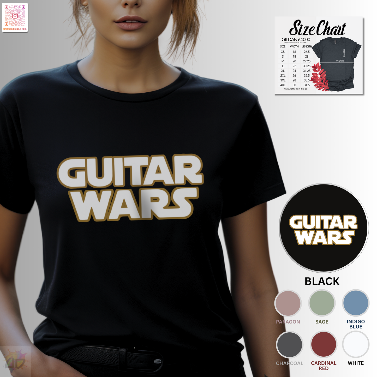 "Guitar Wars" graphic tee.