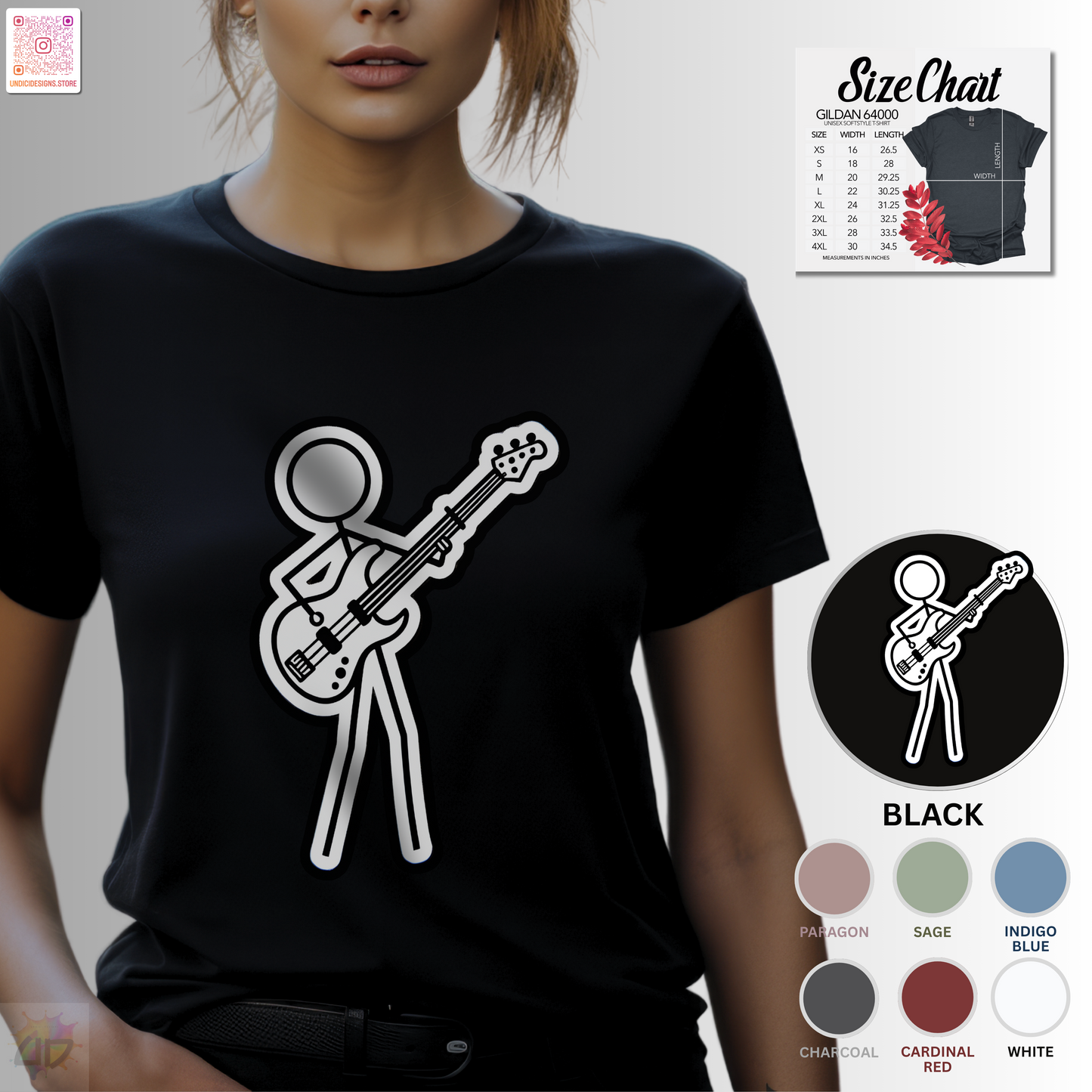Joe Stick on the bass graphic tee