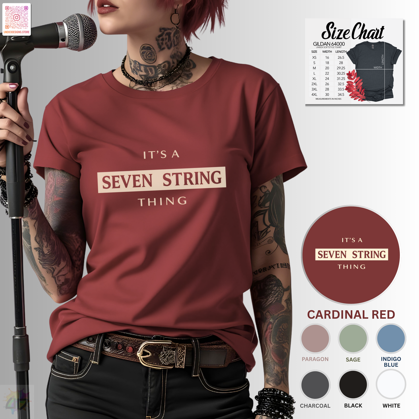 "It's a seven-string thing" with single highlight graphic tee.