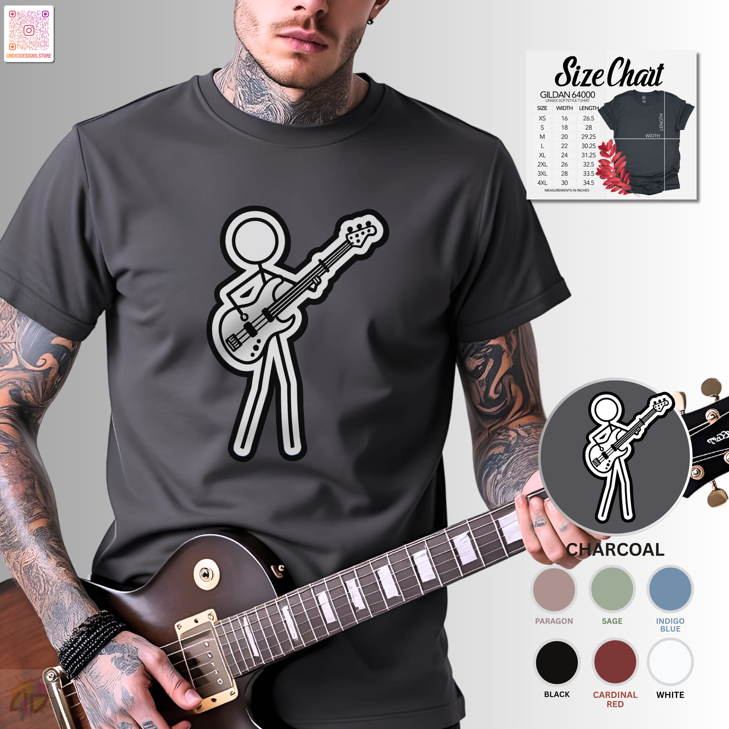 Joe Stick on the bass graphic tee