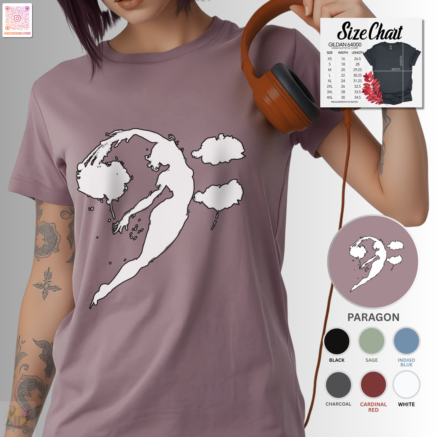 Bass clef in woman silhouette graphic tee.