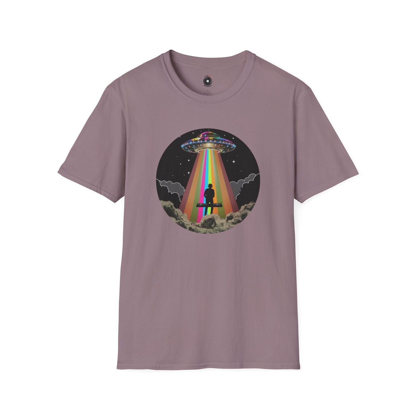 D.J. Being Abducted in a Retro Beam Graphic Tee.