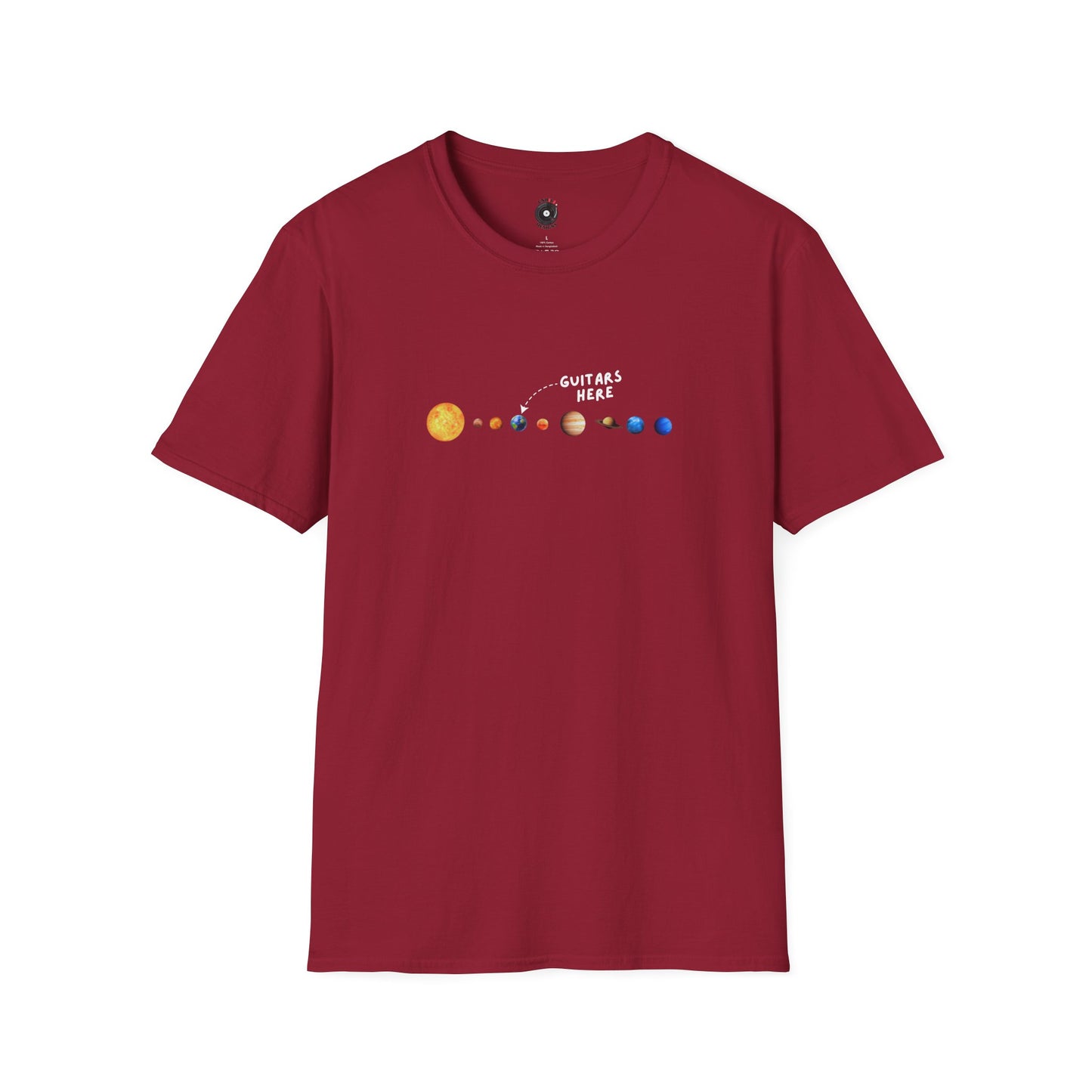 "Guitars Here" Solar System Graphic Tee.