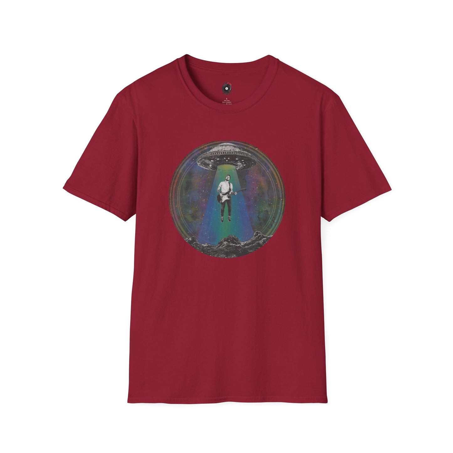 Retro Abduction of a Guitarist Graphic Tee.