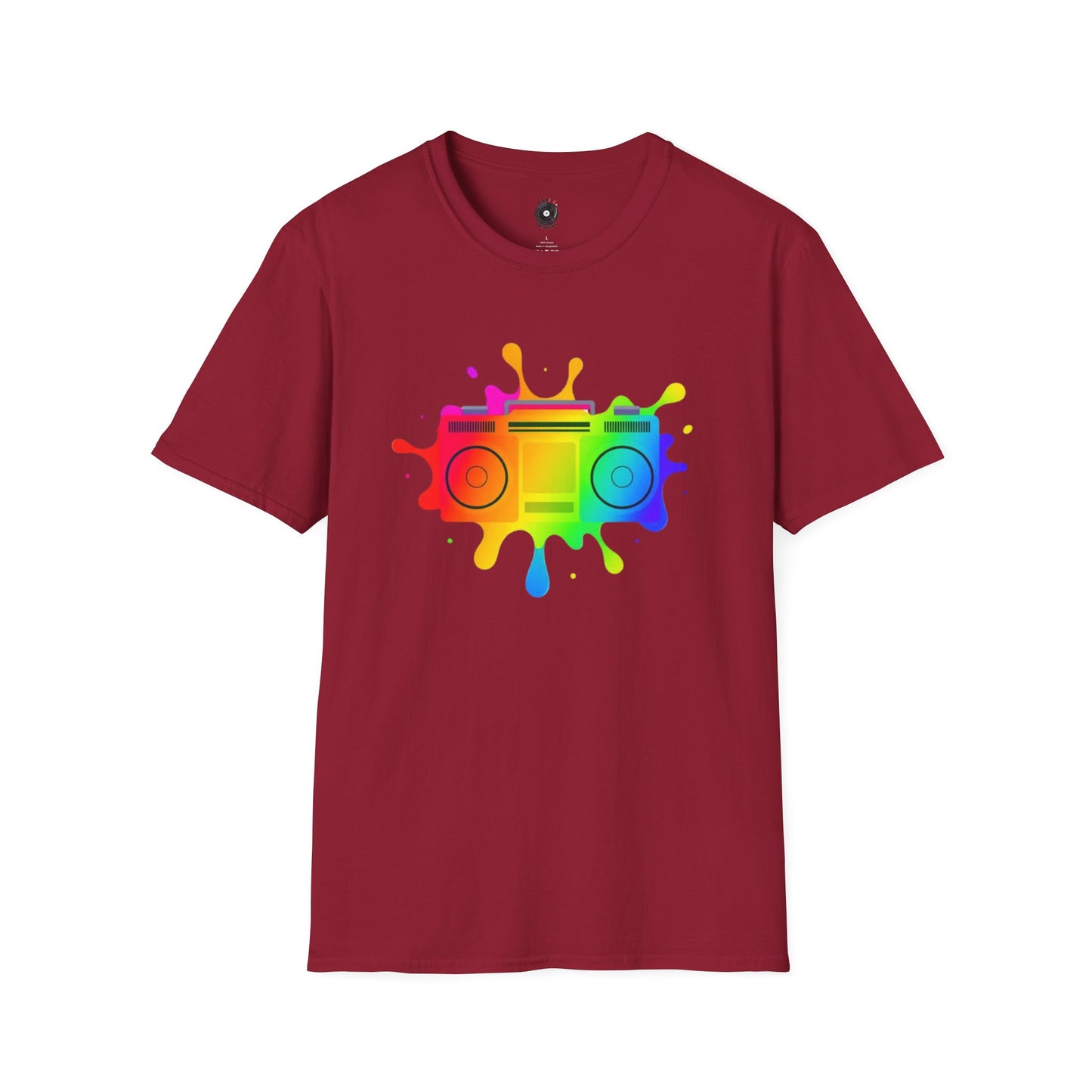 Colorful Boombox in a Splash Graphic Tee.