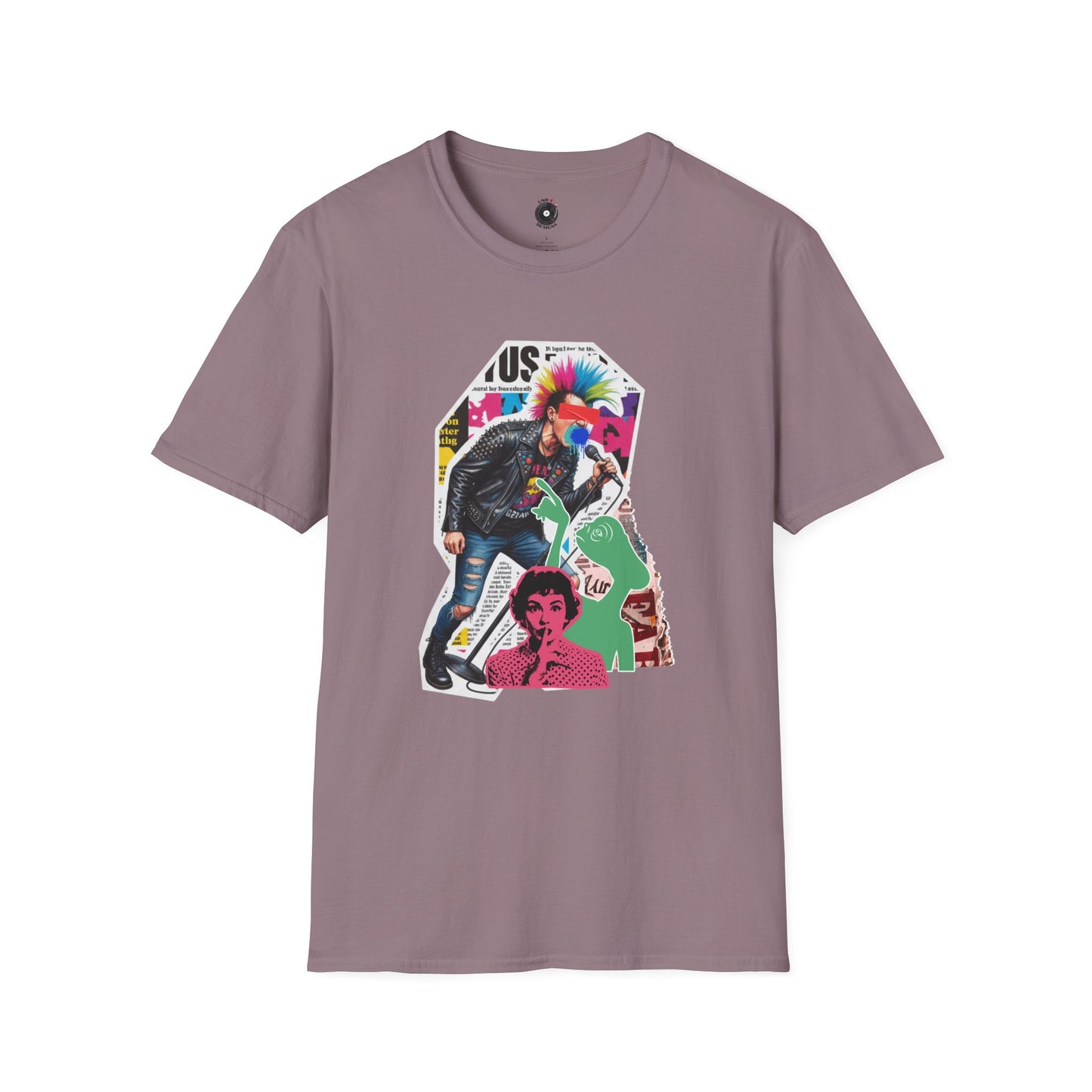 Colorful Punk Rock Singer Graffiti Graphic Tee.