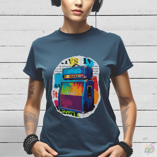 Colorful Cutout of Amp Graphic Tee.