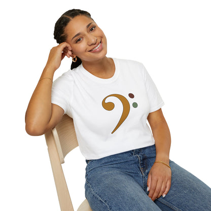 Multi-colored bass clef graphic tee