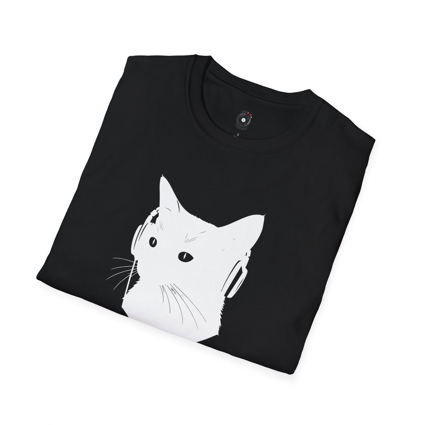 silhouette of kitten wearing headphones