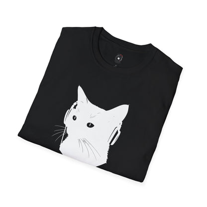 silhouette of kitten wearing headphones