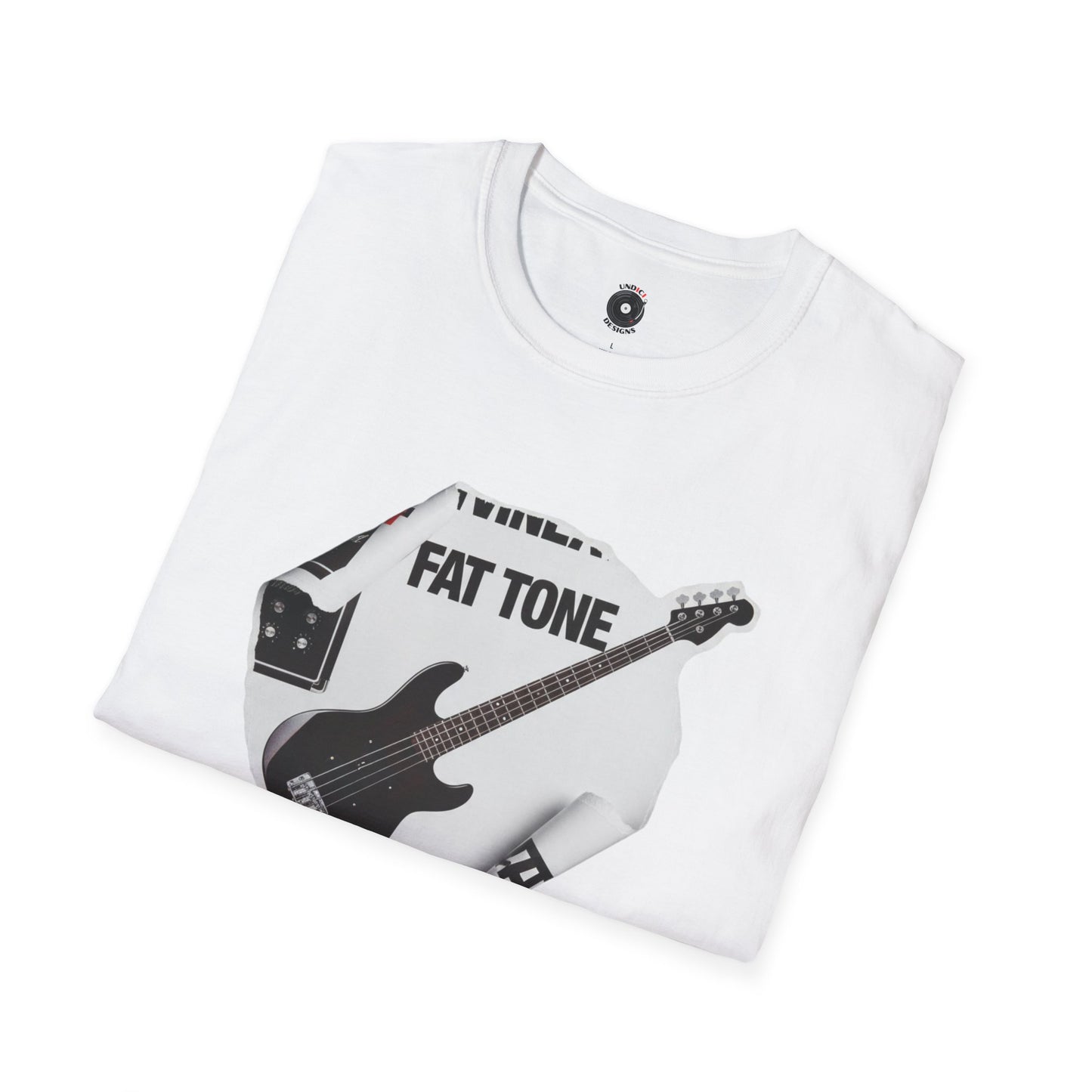 "Fat Tone" black bass cutout graphic