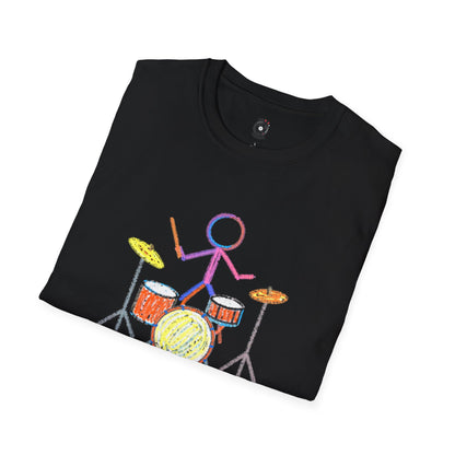 Drummer in crayon graphic