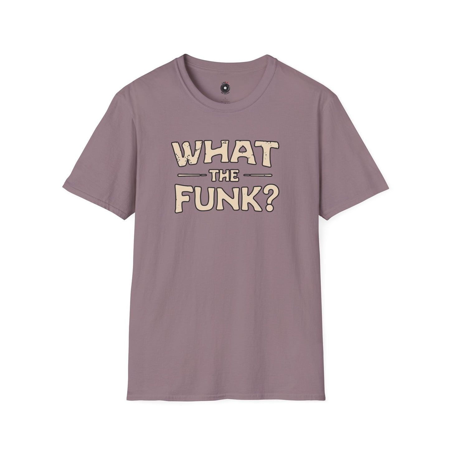 "What the funk? in vintage style text.