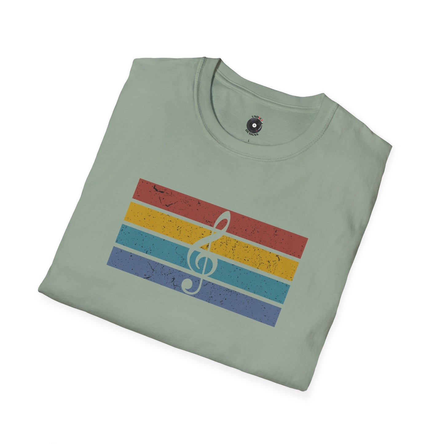 Treble clef on retro sunset