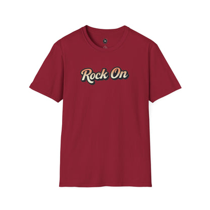 "Rock On" in vintage type.