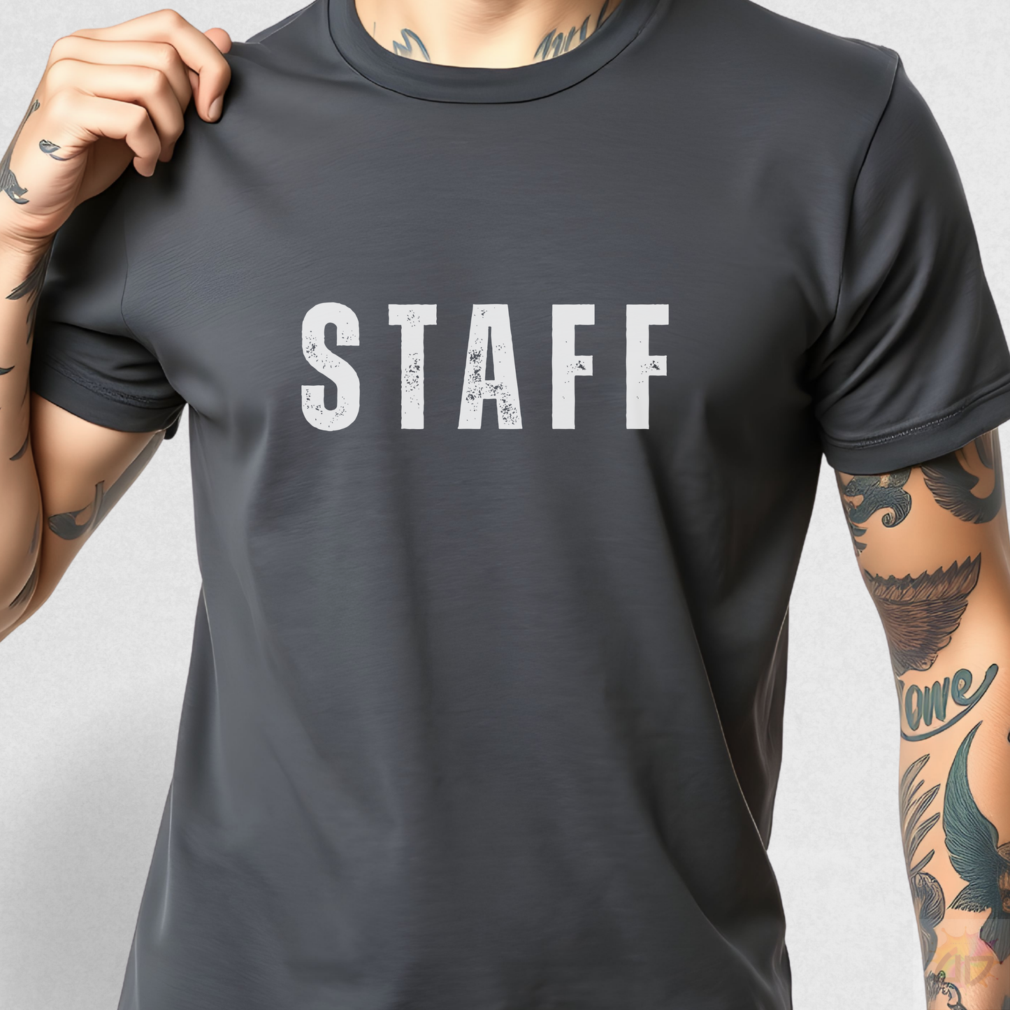 "Staff" Text Graphic Tee.