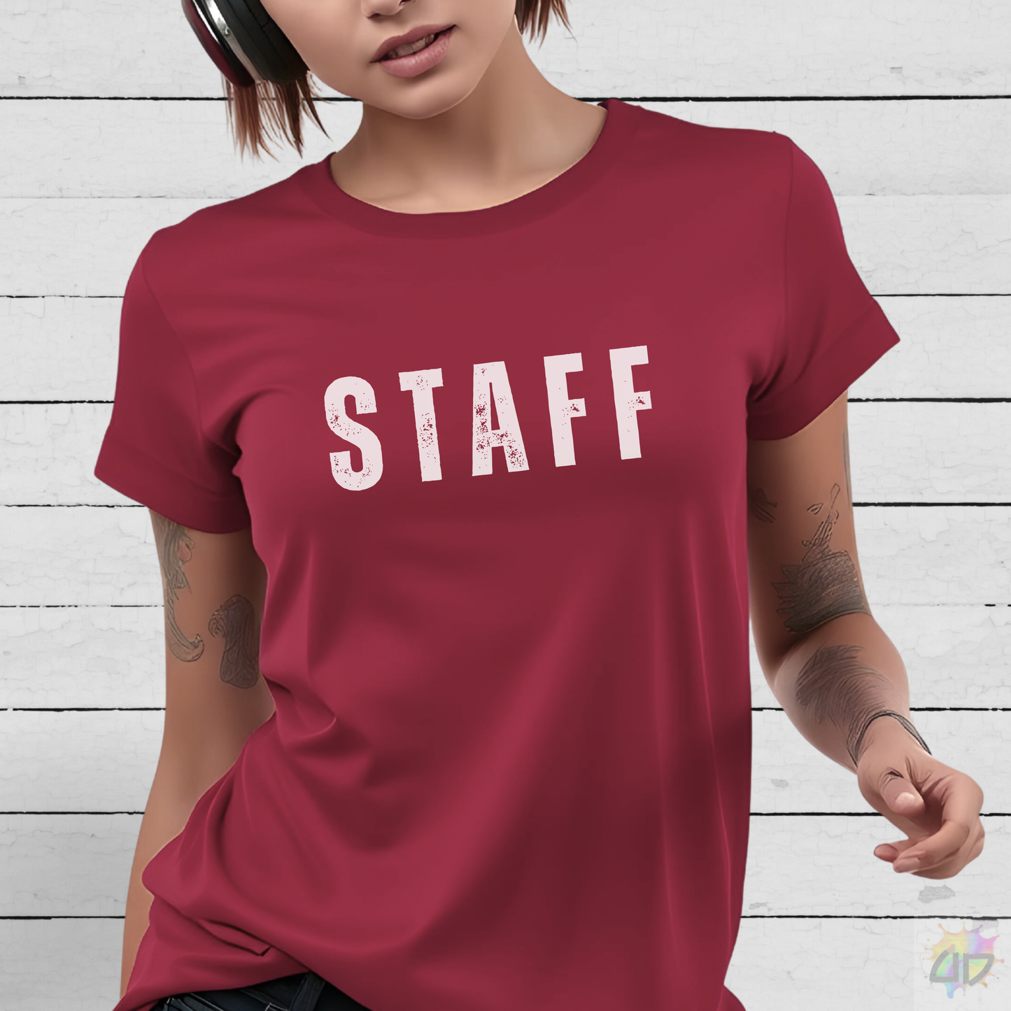 "Staff" Text Graphic Tee.