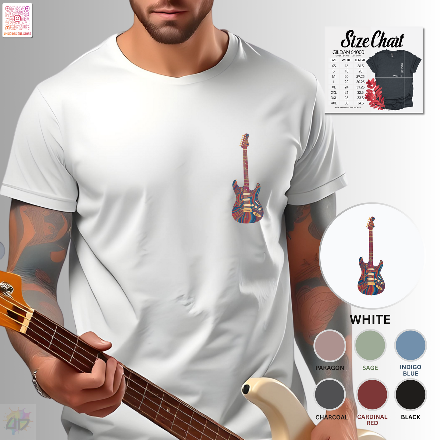 Psychedelic strat style pocket graphic tee