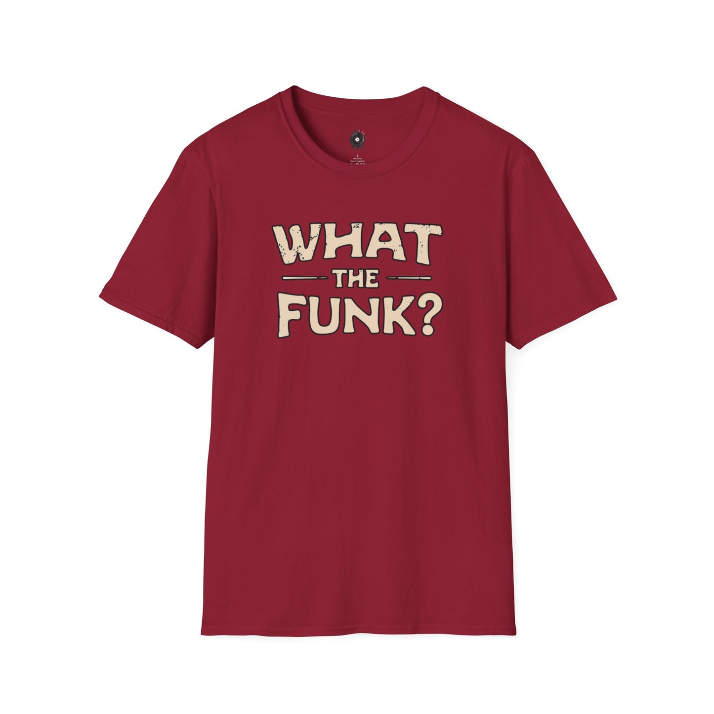 "What the funk? in vintage style text.