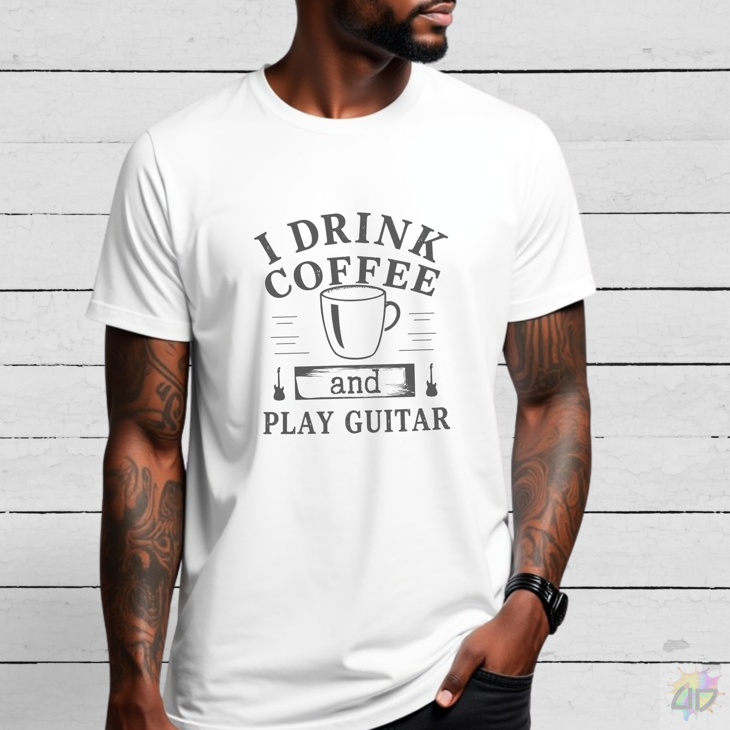 "I Drink Coffee and Play Guitar" Graphic Tee.