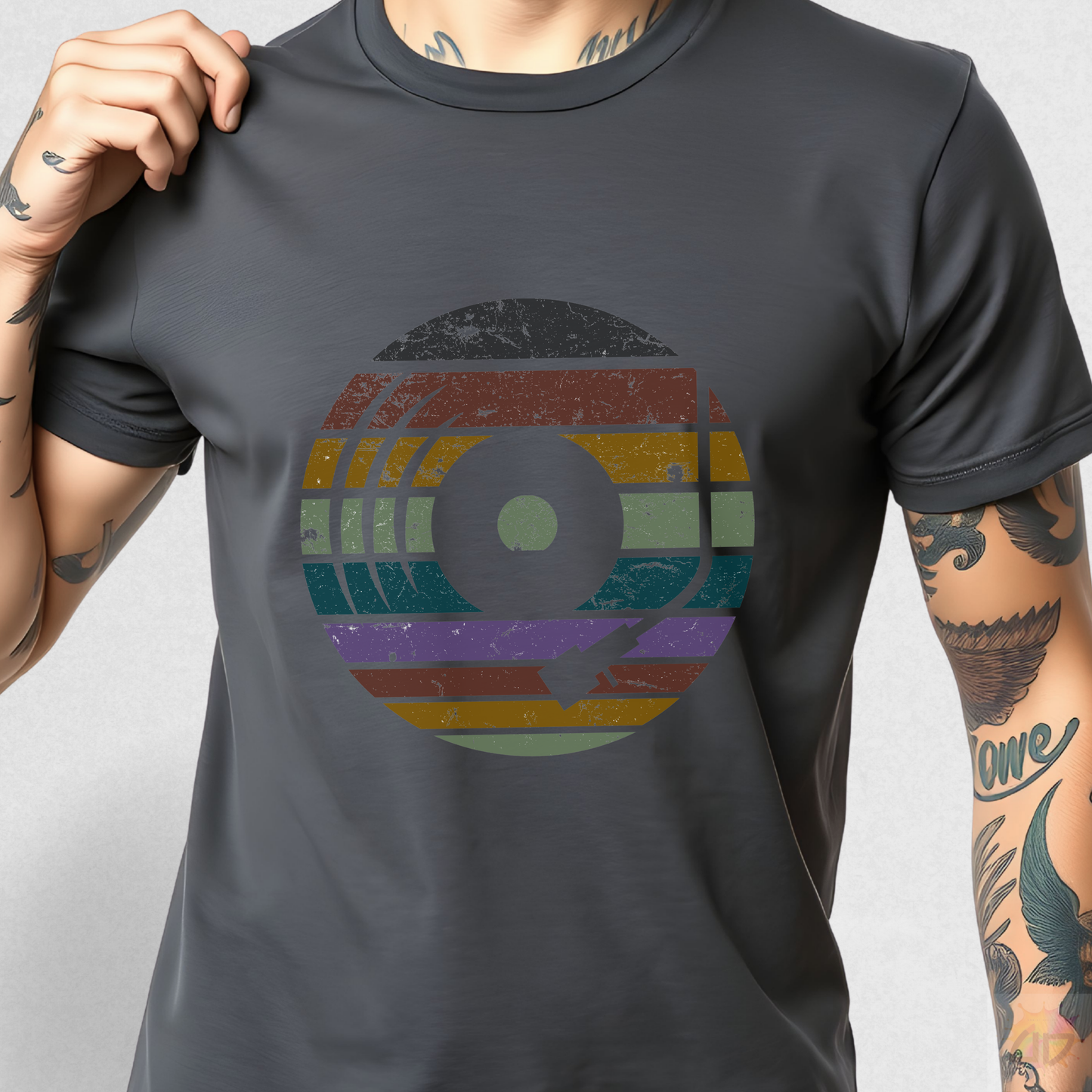 Vinyl Record Retro Sunset Graphic Tee.
