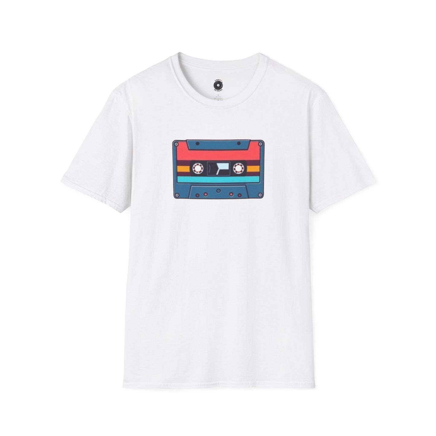 Retro red and blue cassette tape graphic.