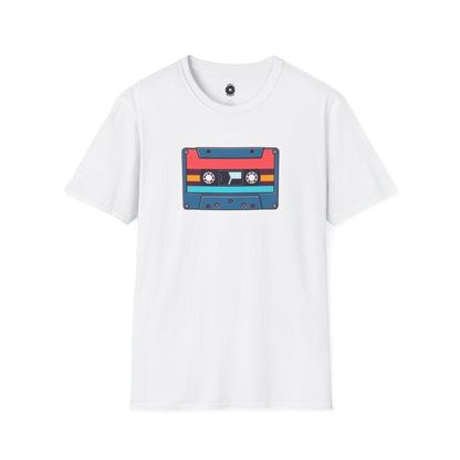 Retro red and blue cassette tape graphic.
