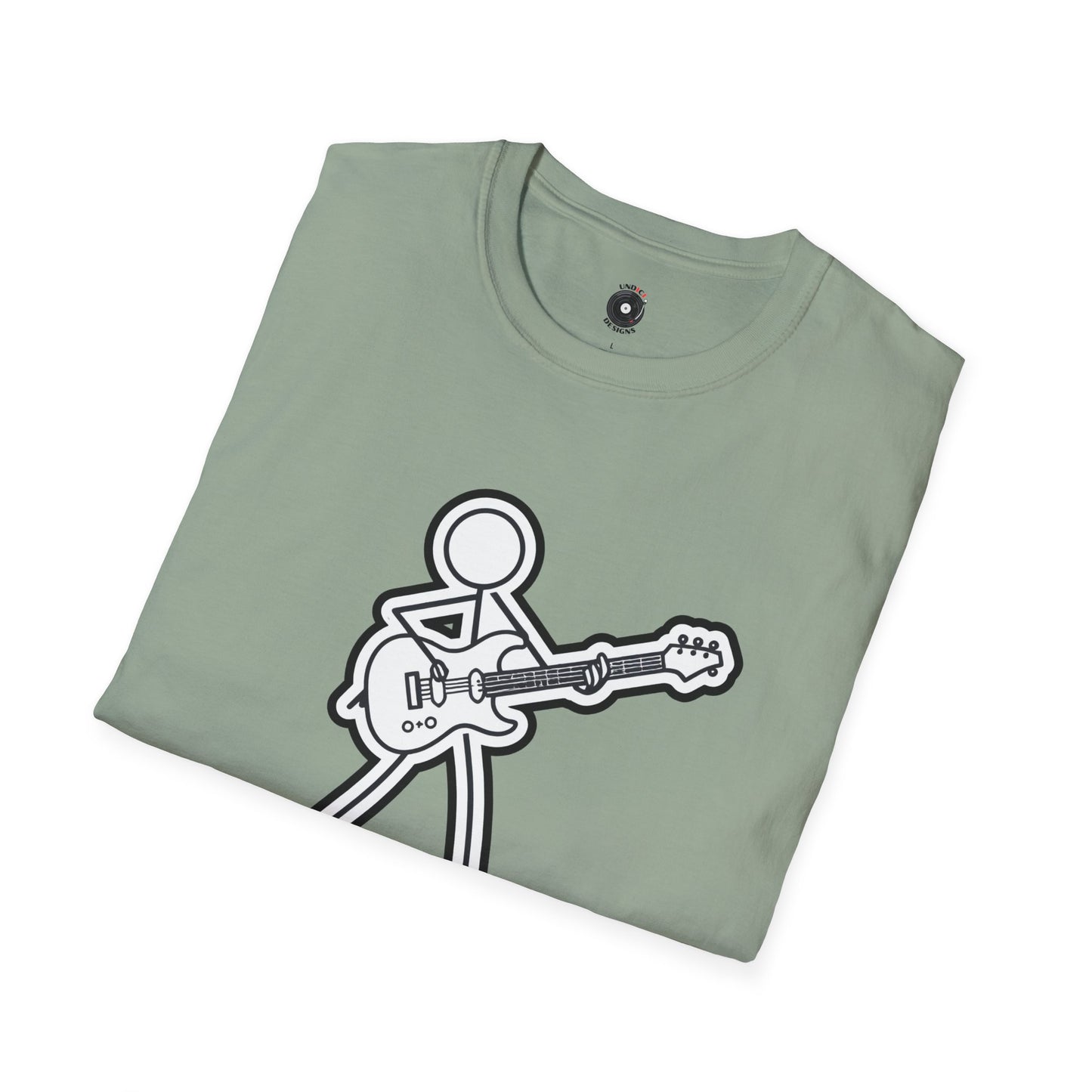 Stick figure playing guitar