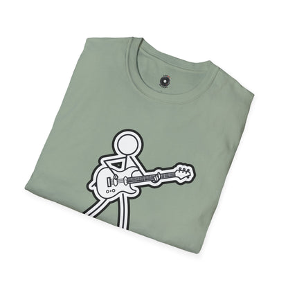 Stick figure playing guitar