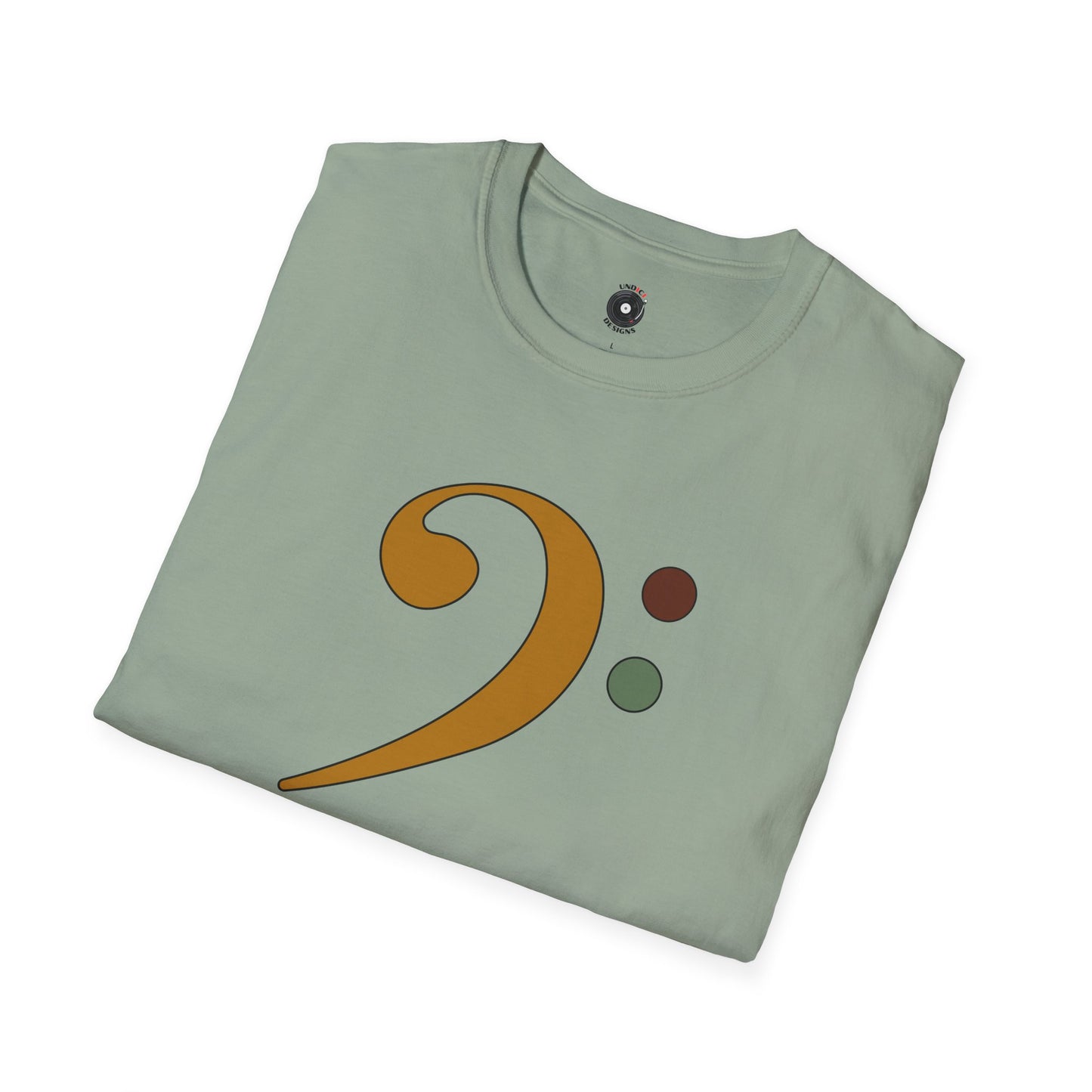 Multi-colored bass clef graphic tee