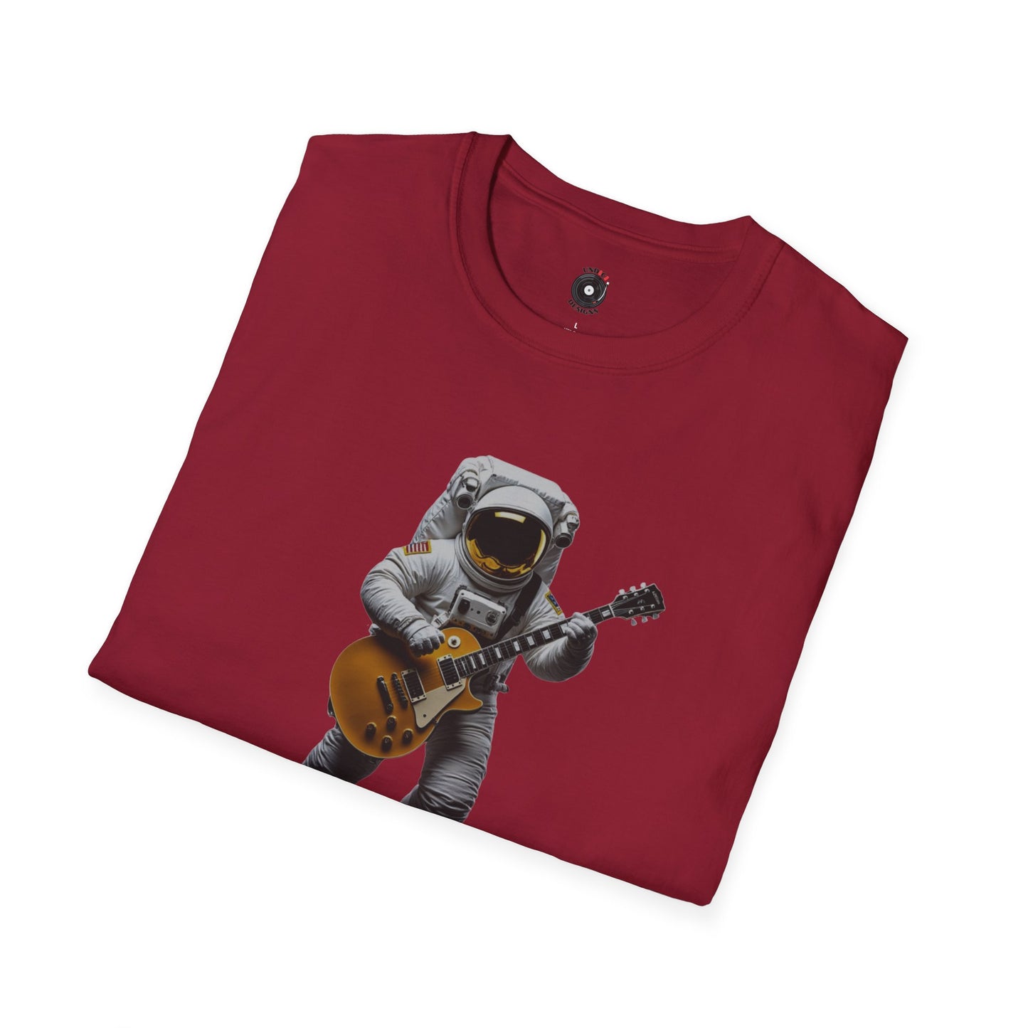Astronaut in space playing guitar