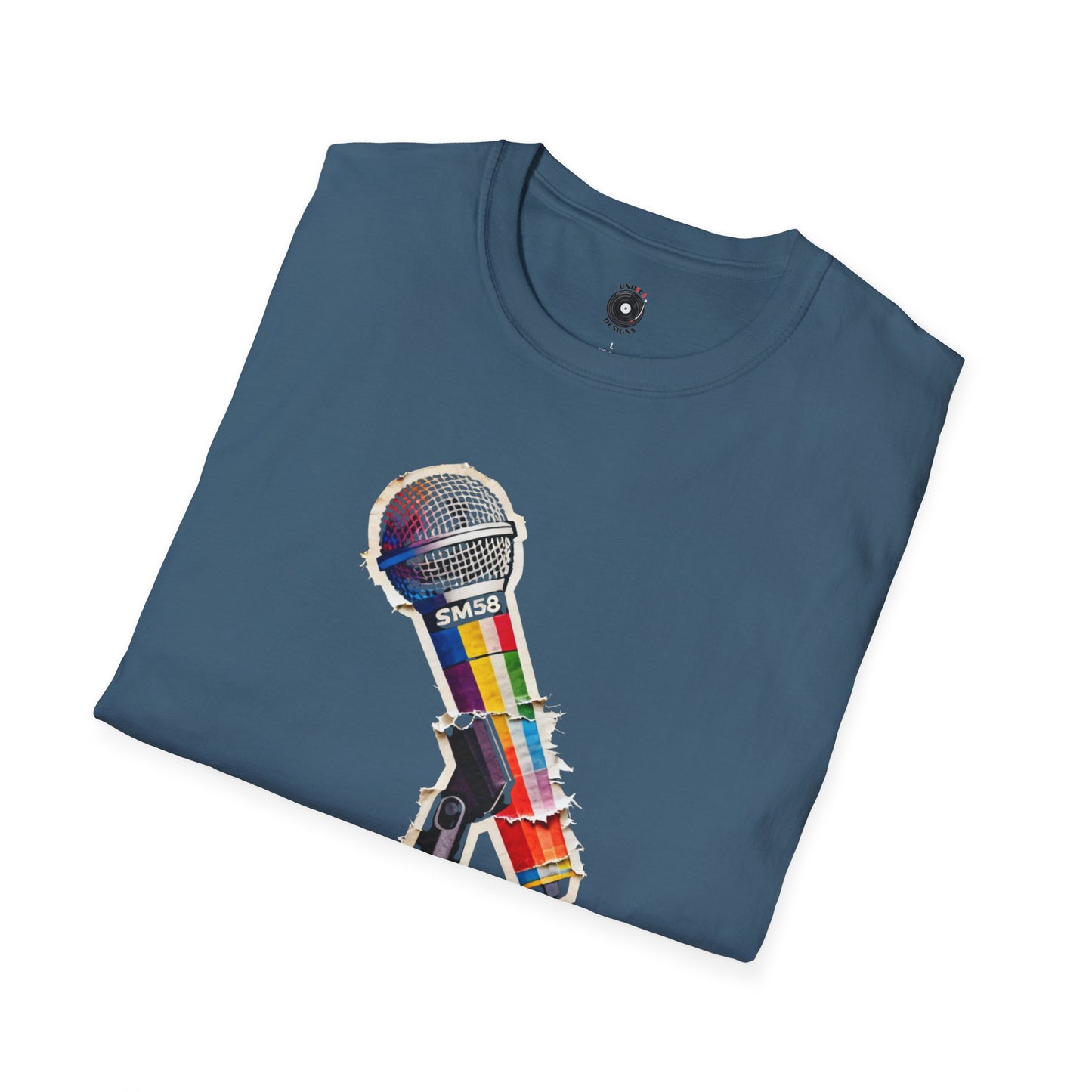 Colorful microphone cutout graphic