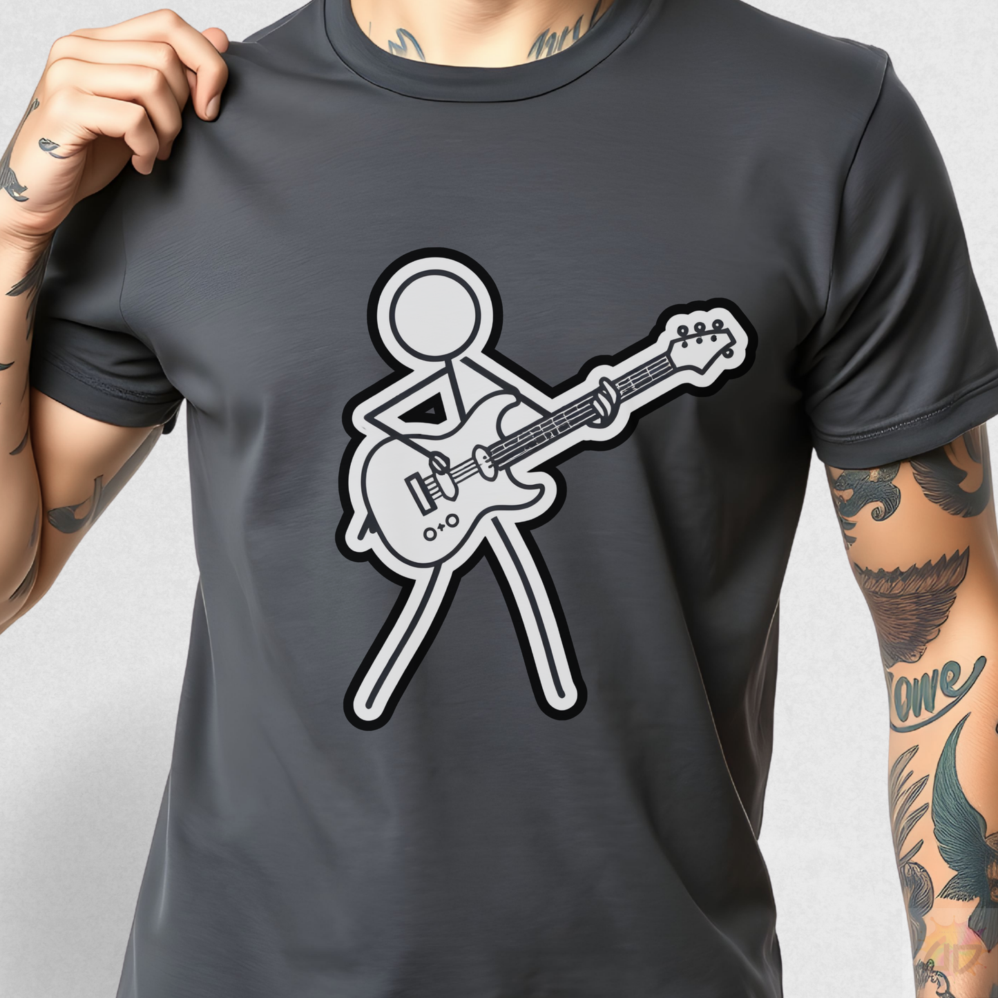 Stick Figure Playing Guitar Graphic Tee.