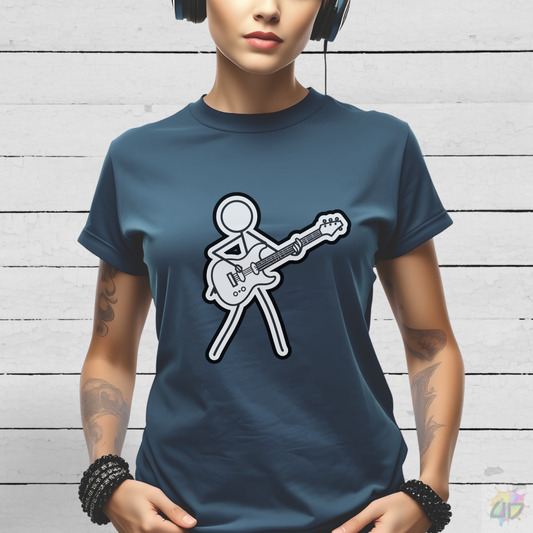 Stick Figure Playing Guitar Graphic Tee.