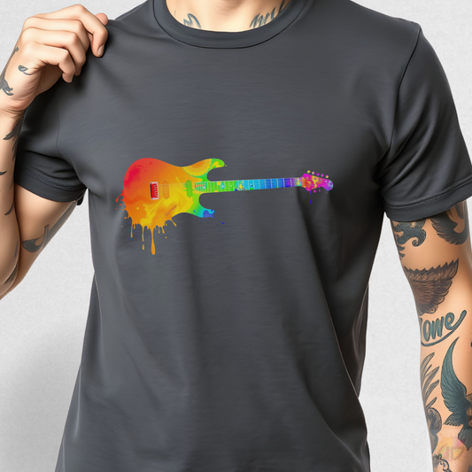 Vibrant Guitar Dripping Graphic Tee.