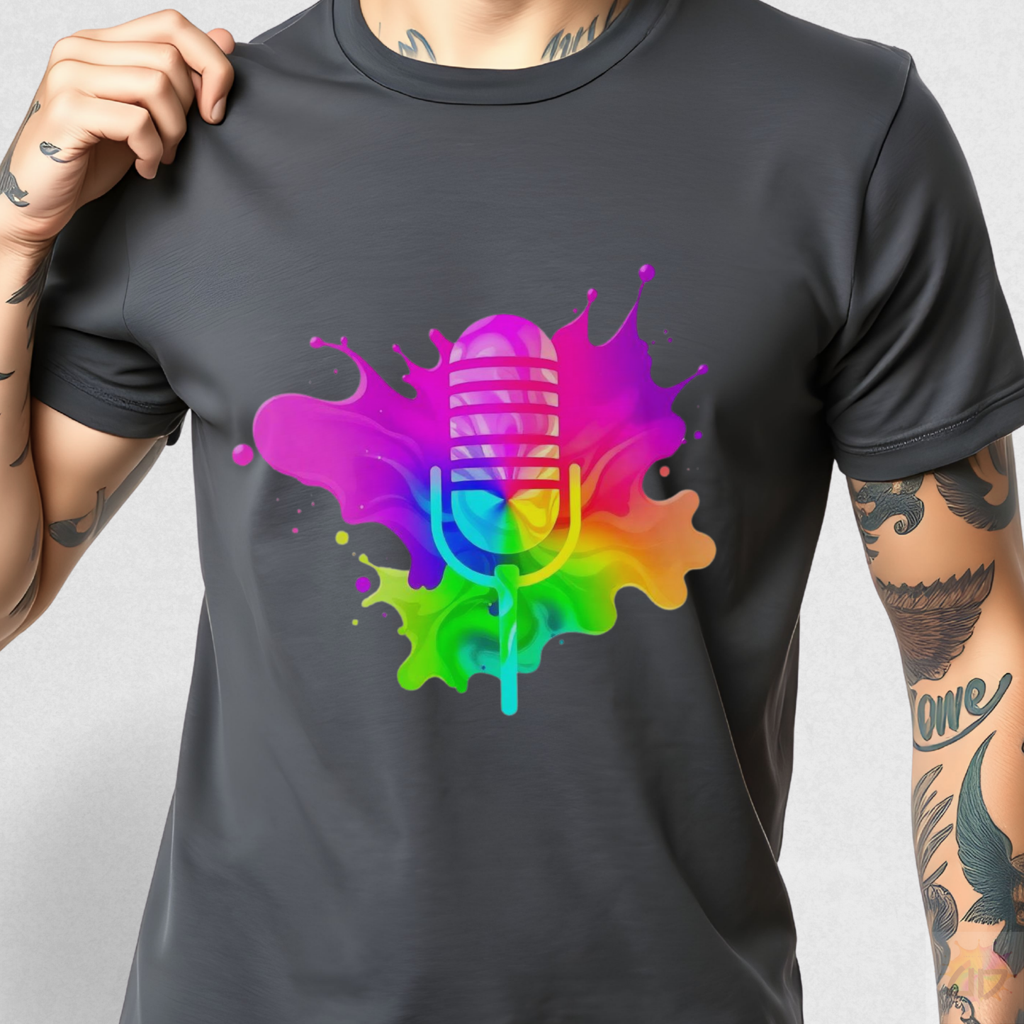 Colorful Microphone in a Splash Graphic Tee.