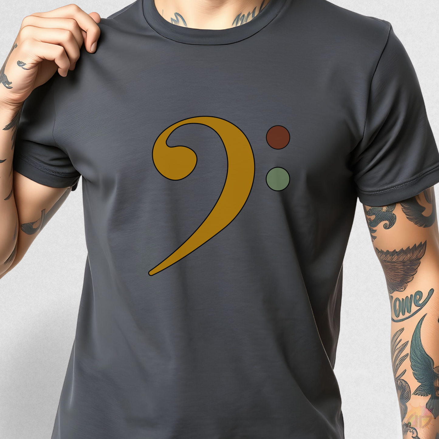 Multi-Colored Bass Clef Graphic Tee.