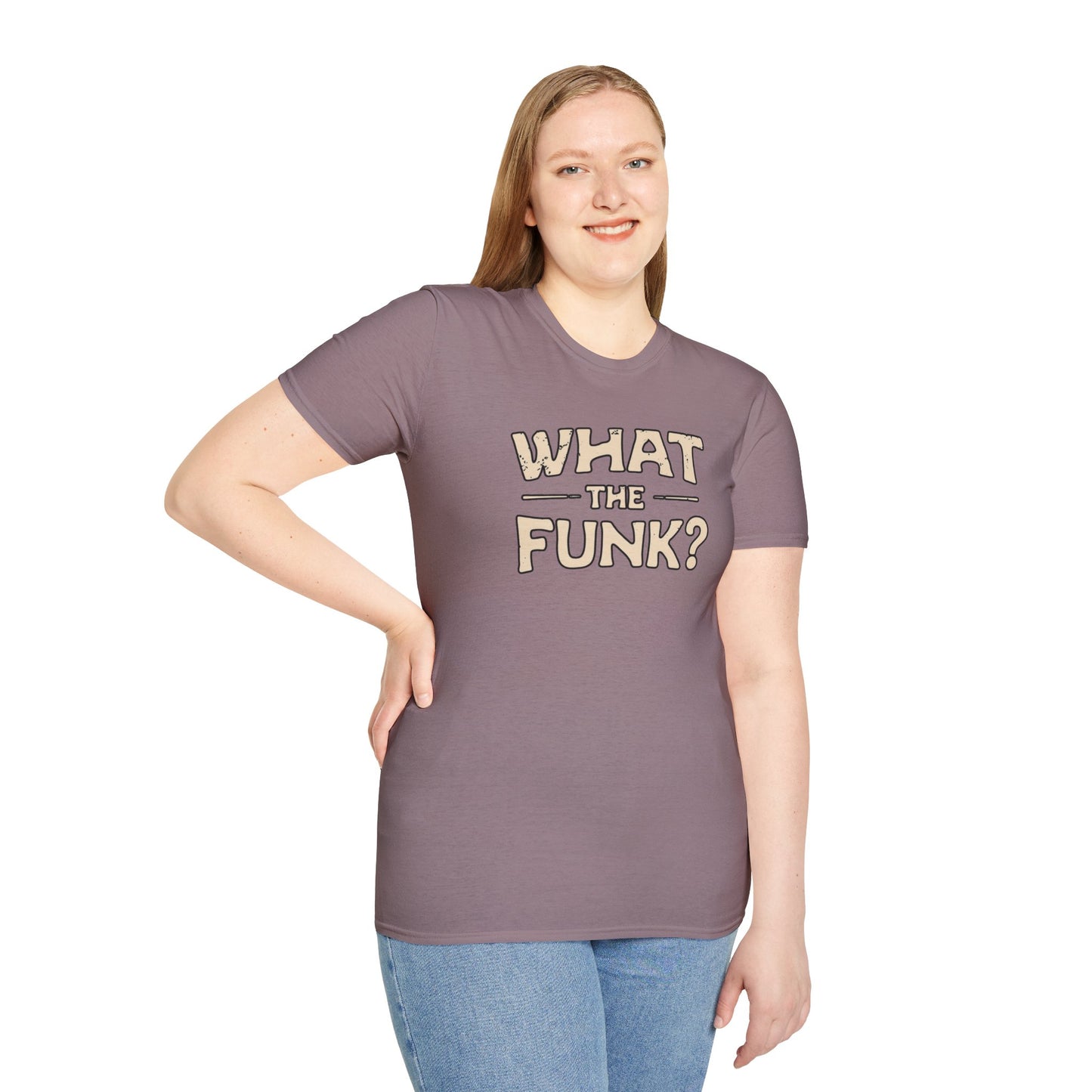 "What the funk? in vintage style text.