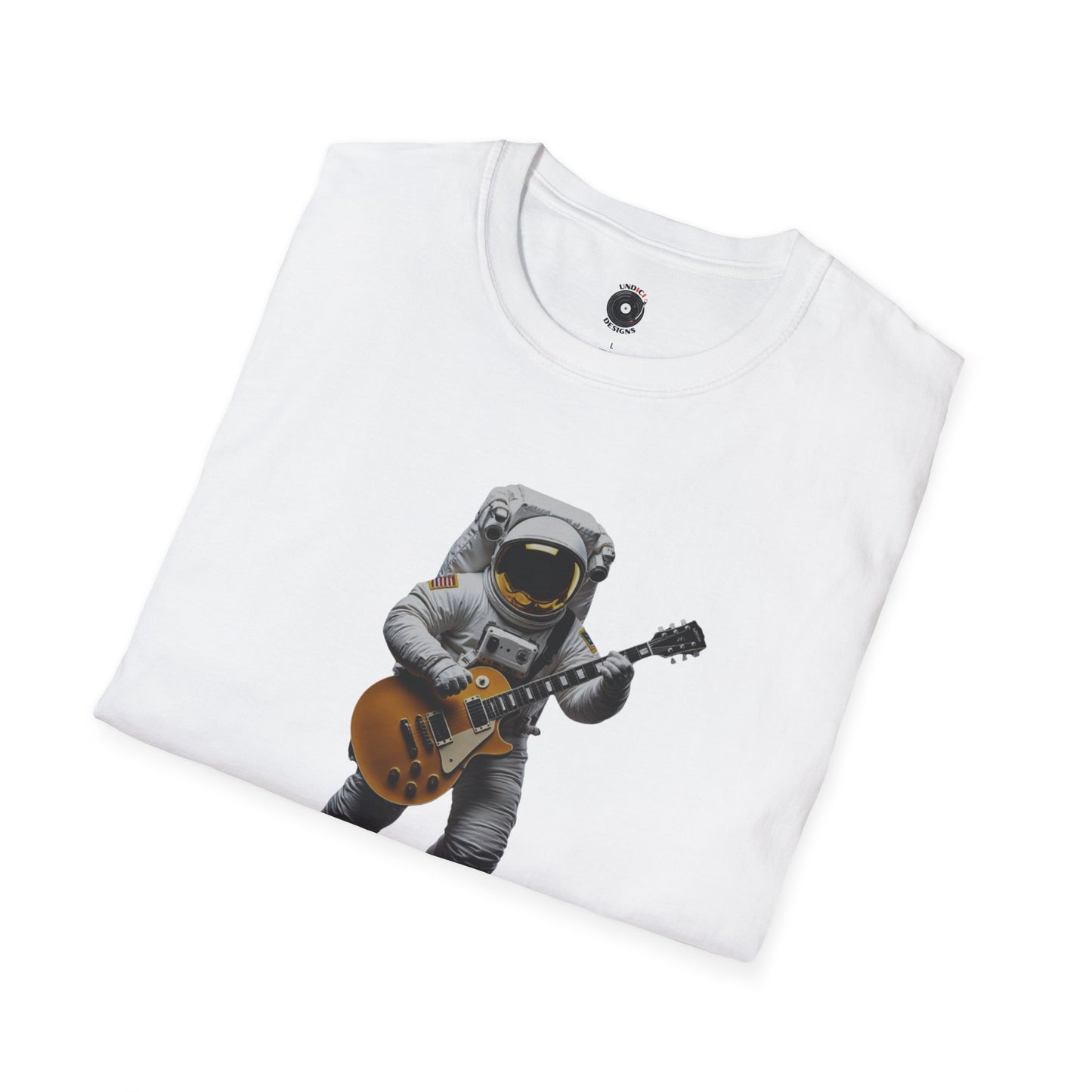 Astronaut in space playing guitar