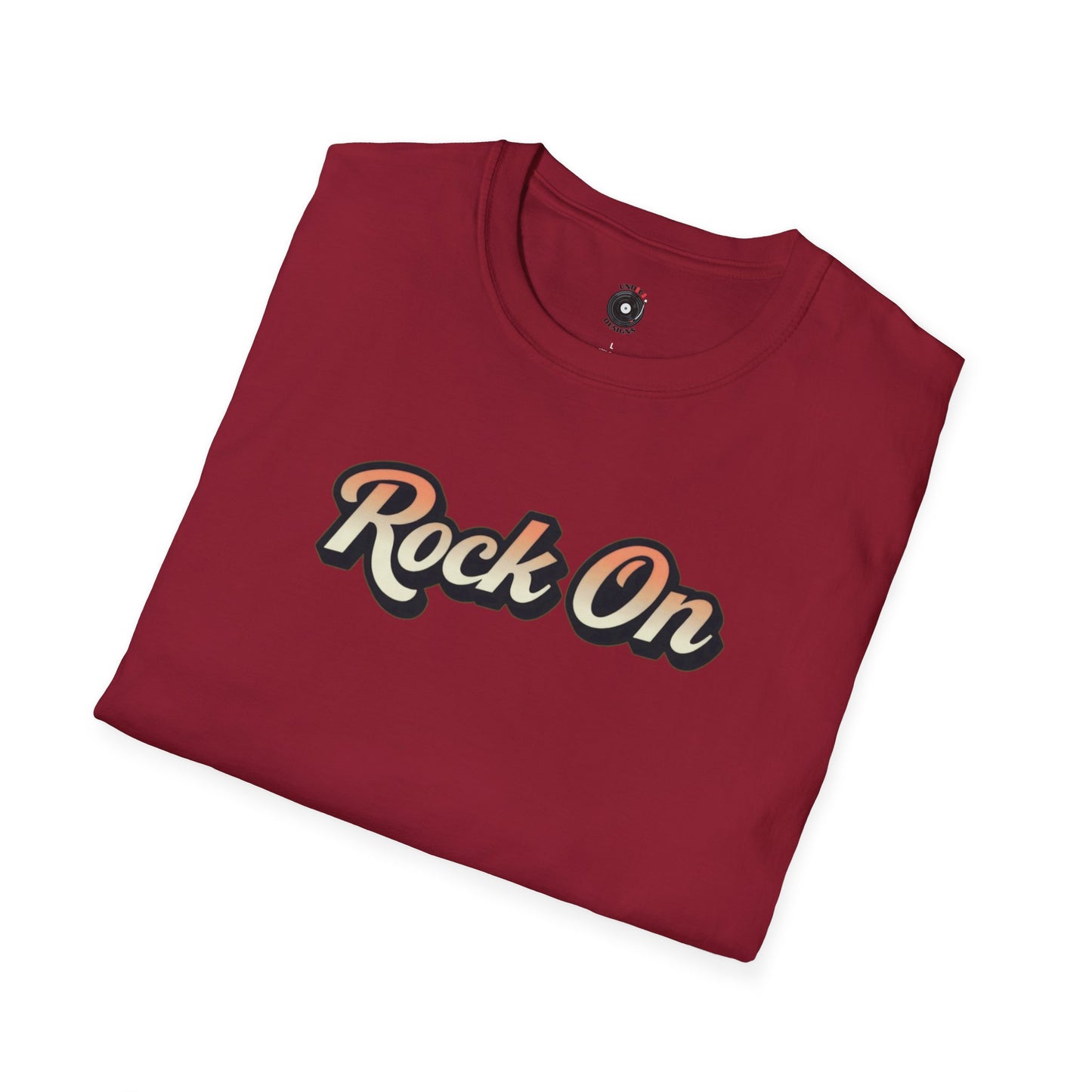 "Rock On" in vintage type.