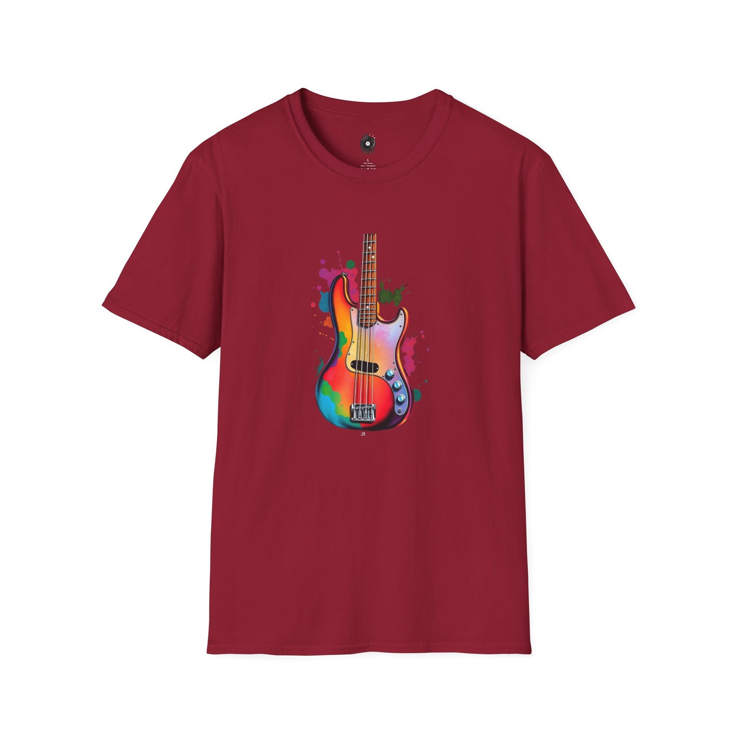 Colorful Jazz Bass Body on a colorful splash graphic.