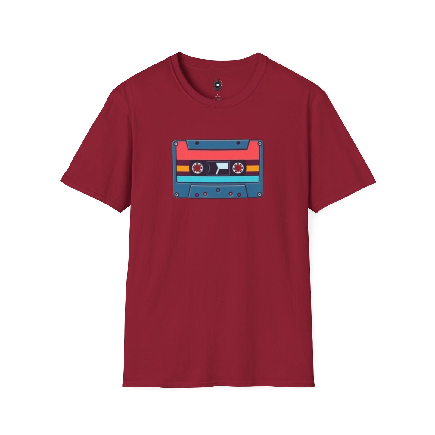Retro red and blue cassette tape graphic.