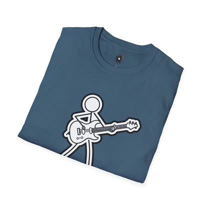 Stick figure playing guitar