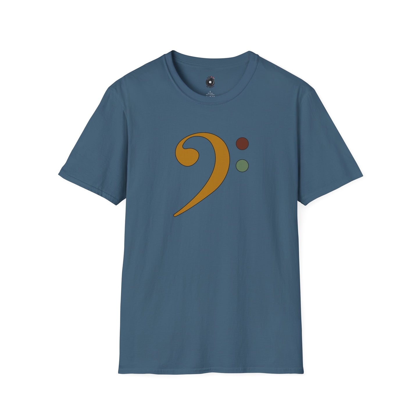 Multi-colored bass clef graphic tee